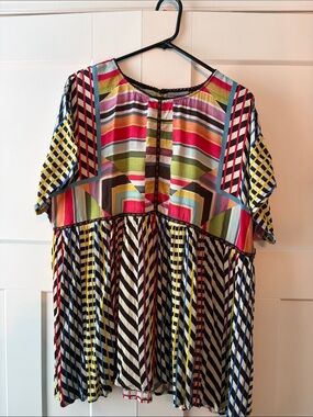 Anthropologie Multicolor Striped & Geometric Peasant Tunic